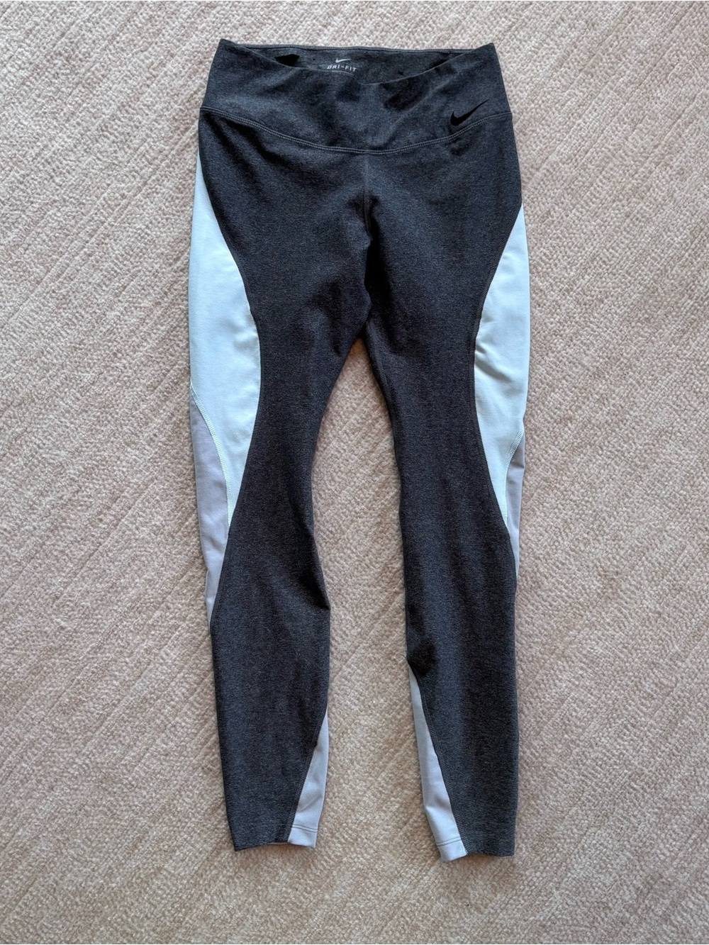 Nike Dri-FIT Gray and Light Blue Performance Leggings Medium